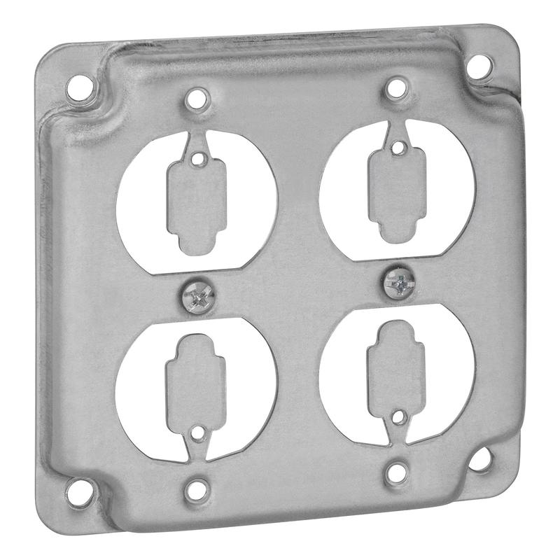 Thomas & Betts  4" Steel Square Box Surface Cover, 2-Duplex Flush Receptacles