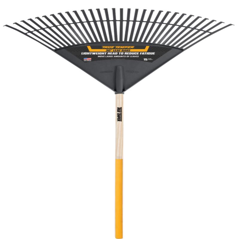True Temper 1922800 Poly Leaf Rake with Cushion Grip on Hardwood Handle