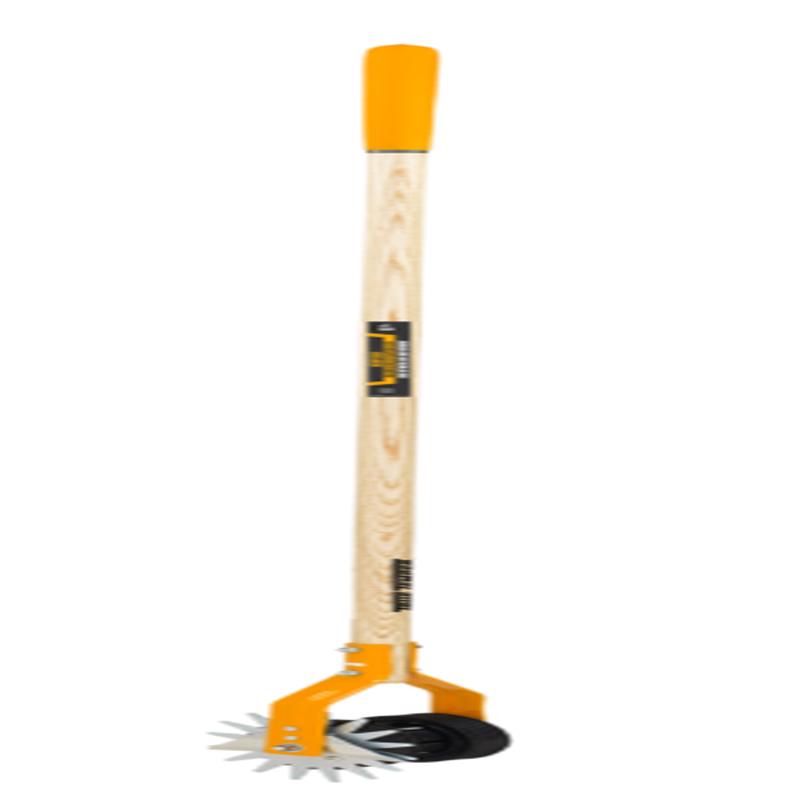 True Temper Dual-Wheel Rotary Edger with Cushion End Grip on Hardwood Handle