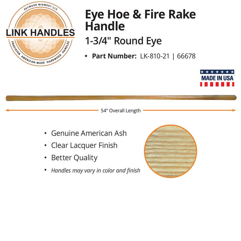 Seymour Link Handle 54" eye hoe and fire rake Handle, 1-3/4" Round eye