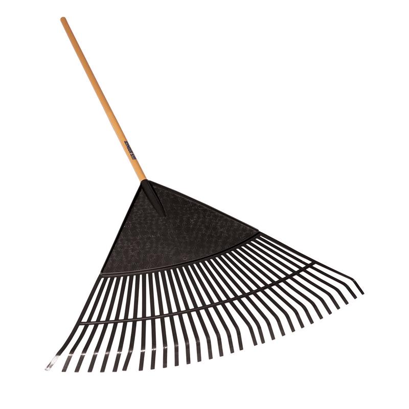 Seymour Midwest 32" Black Poly Leaf Rake, 48" Wood Handle