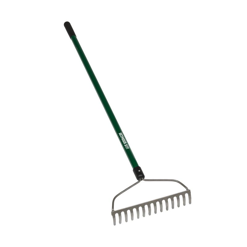 Seymour Midwest Bow Rake, Welded 14 Tine 13-3/4" Head, 48" Green Fiberglass Handle