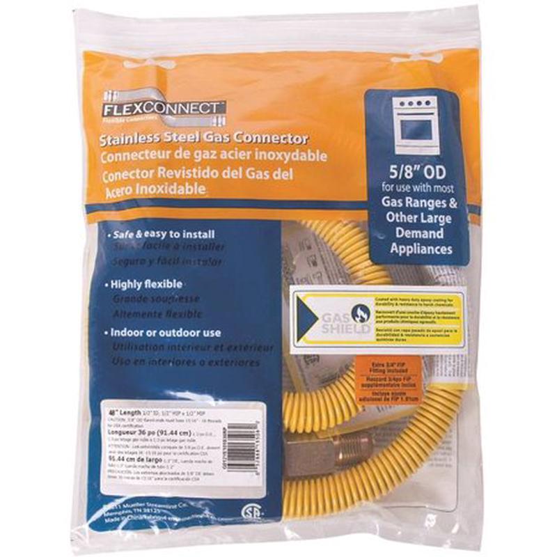 B & K Industries Stainless Steel Gas Appliance Connector 60"