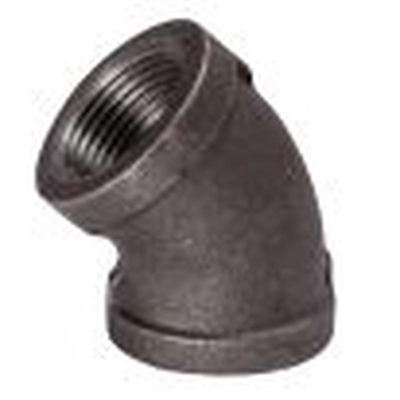 B & K Industries Black 45 Elbow 150# Malleable Iron Threaded Fittings 1 1/4"