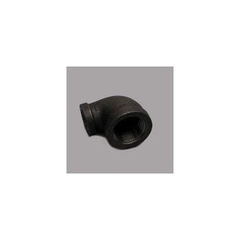 B & K Industries Black 90 Reducing Elbow 150# Malleable Iron Threaded Fittings 1" X 1/2"