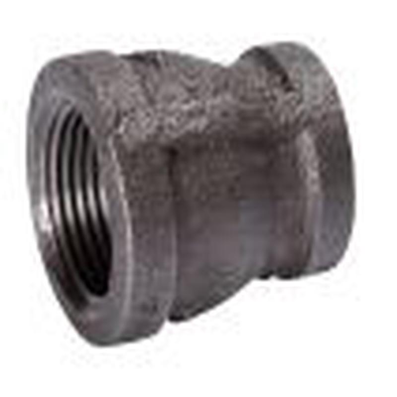 B & K Industries Black Reducing Coupling 150# Malleable Iron Threaded Fittings 2" x 3/4"
