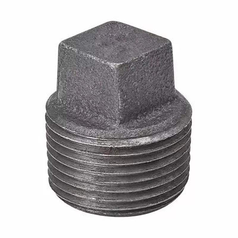B & K Industries Black Square Head Plug 150# Malleable Iron Threaded Fittings 4"