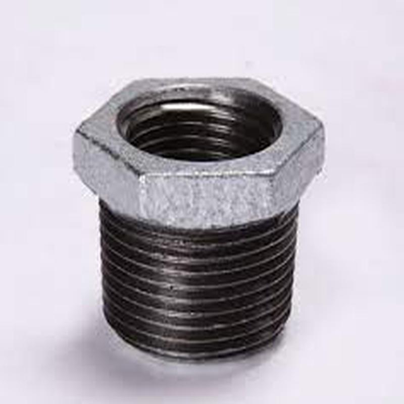 B & K Industries Galvanized Hex Bushing 150# Malleable Iron Threaded Fittings 1" x 3/8"