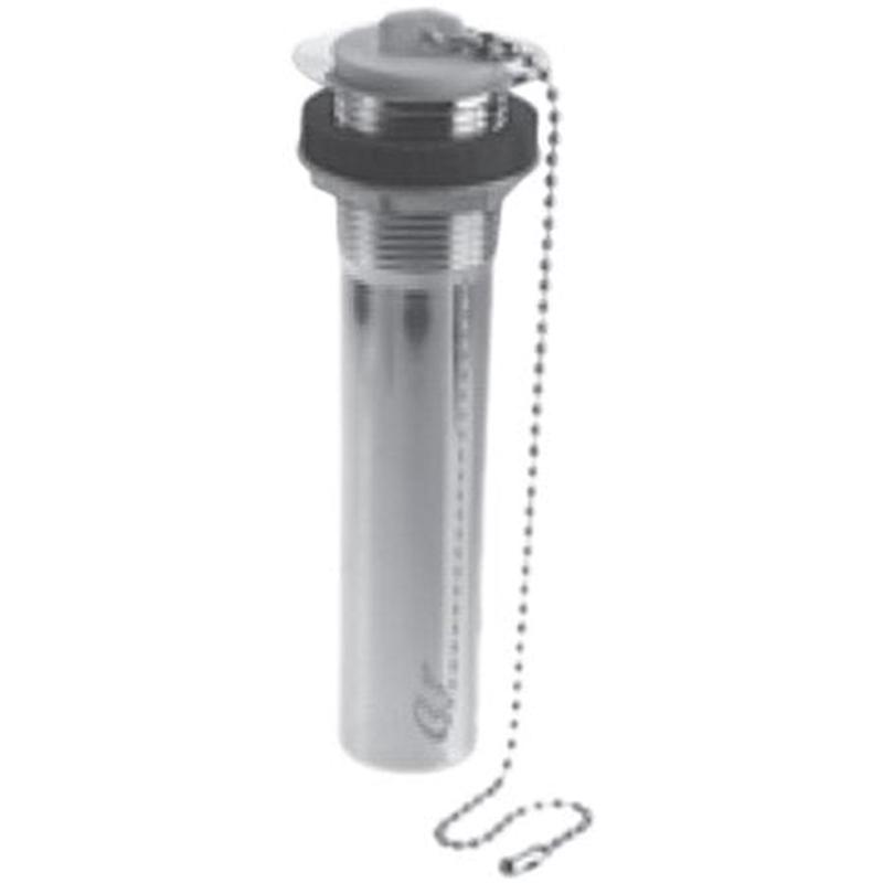 B & K Industries Plug-Brass-Rubber Stopper and Chain-Chrome Plated 1 1/4"