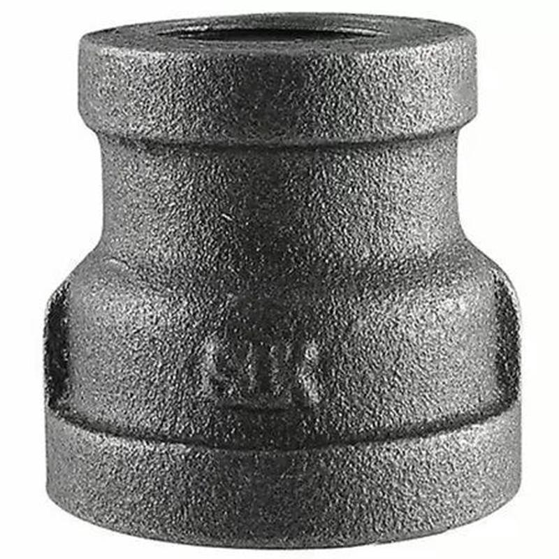 B & K Industries Black Reducing Coupling 150# Malleable Iron Threaded Fittings 1 1/2" x 1"
