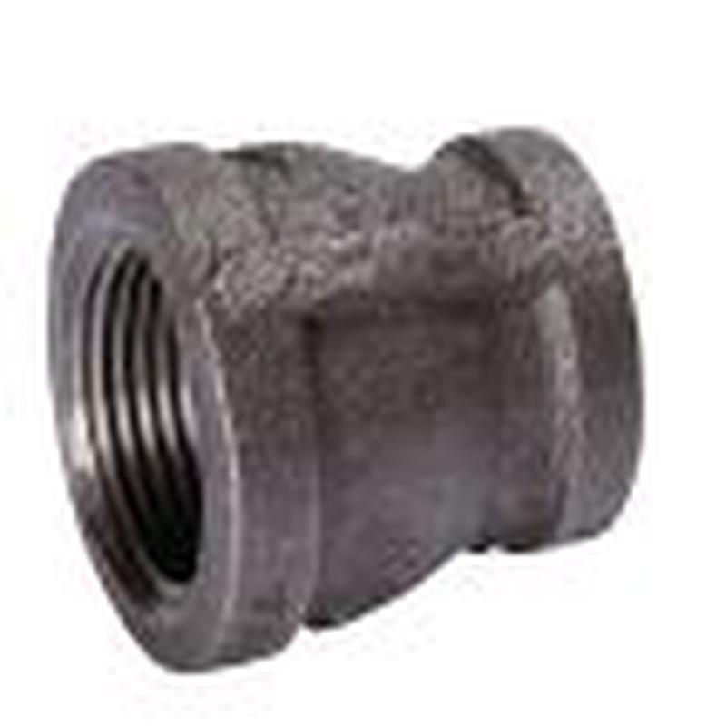B & K Industries Black Reducing Coupling 150# Malleable Iron Threaded Fittings 3/4" x 1/4"