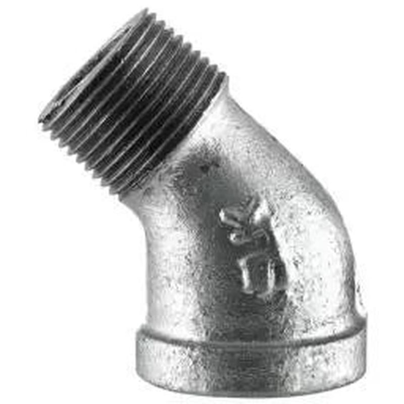B & K Industries Galvanized 45 Street Elbow 150# Malleable Iron Threaded Fittings 1 1/2"