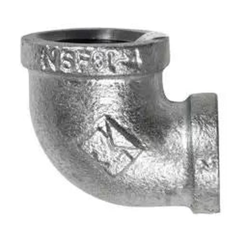 B & K Industries Galvanized 90 Reducing Elbow 150# Malleable Iron Threaded Fittings 1 1/4" x 1"
