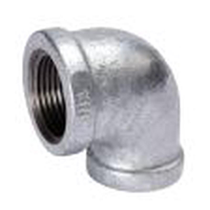 B & K Industries Galvanized 90 Reducing Elbow 150# Malleable Iron Threaded Fittings 1/2" x 3/8"