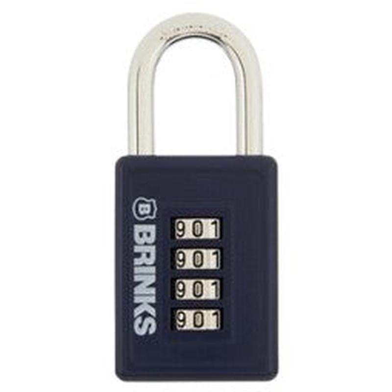 Brinks Commercial 40mm 4-Dial Resettable Sports Padlock - Zinc Die-Cast Body with Chrome Plated Shackle