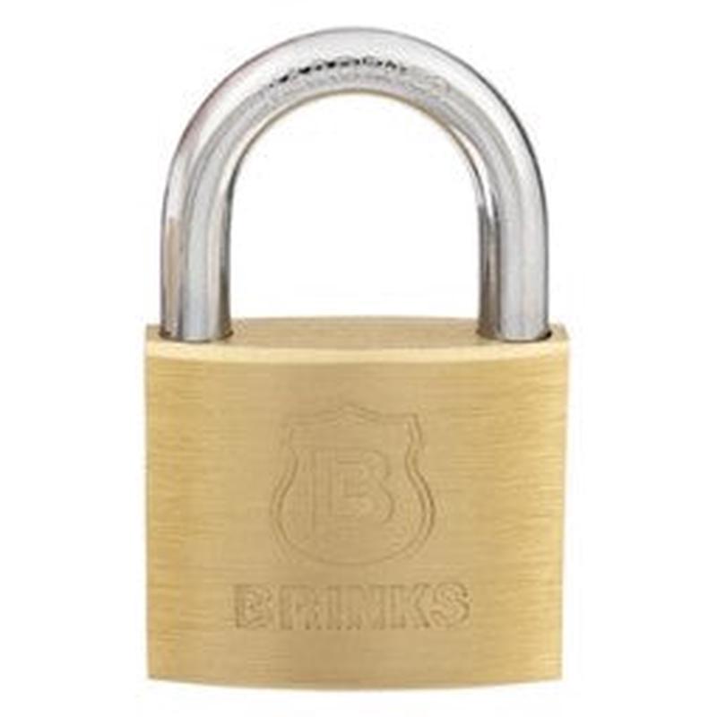 Brinks Commercial 40mm Solid Brass Keyed Padlock with 7/8 Shackle Clearance, 4-Pack - Chrome Plated with Hardened Steel Shackle