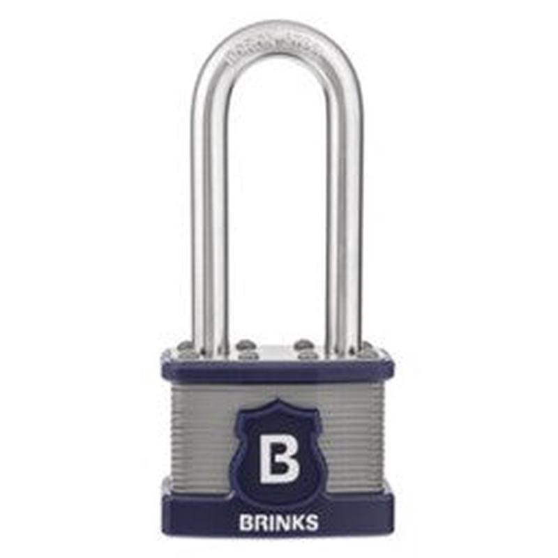 Brinks Commercial 44mm XT Series Commercial Laminated Steel Padlock with 2 3/8" Shackle - Weather Resistant and Hardened Boron Steel Shackle