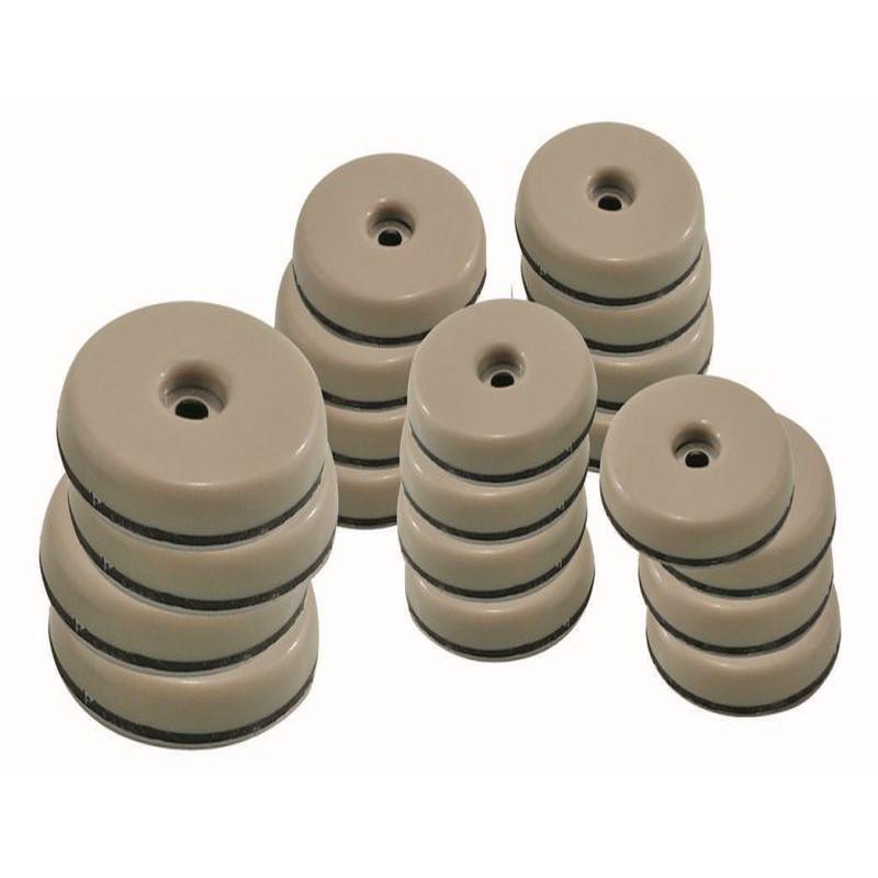 Shepherd Hardware 1-Inch and 1-1/2-Inch Round, Adhesive Slide Glide Furniture Sliders, Beige, 20-Count