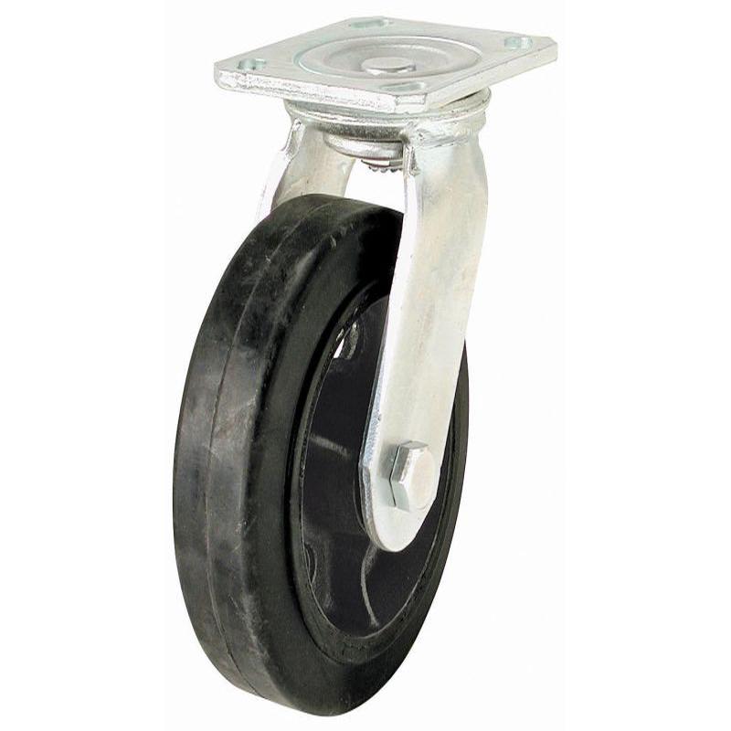 Shepherd Hardware  8-Inch Mold-On Rubber Swivel Plate Caster, 500-lb Load Capacity