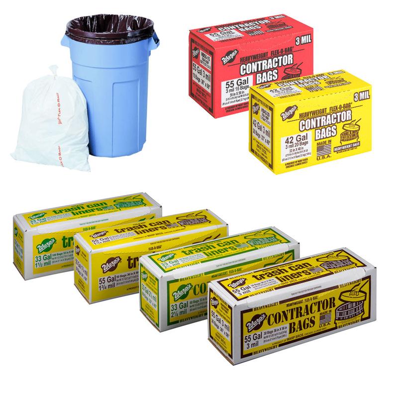 Warp Brothers Flex-O-Bag Trash Can Liners And Contractor Bags 33 x 48, 1.5 Mil