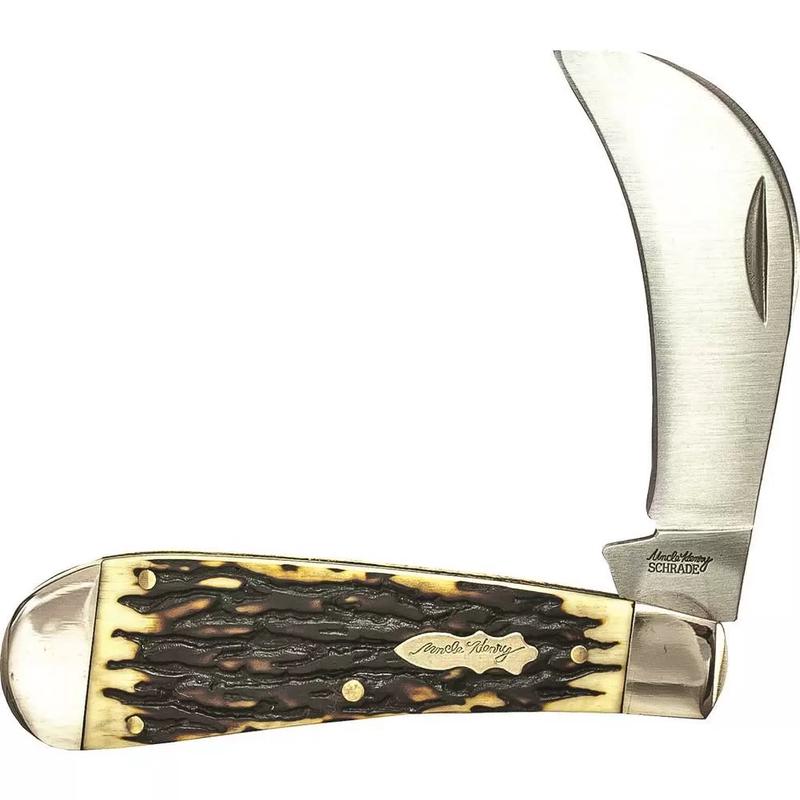 Schrade Knives Hawkbill Pruner Uncle Henry Pocket Knife 2.75" Stainless Blade Staglon Handle