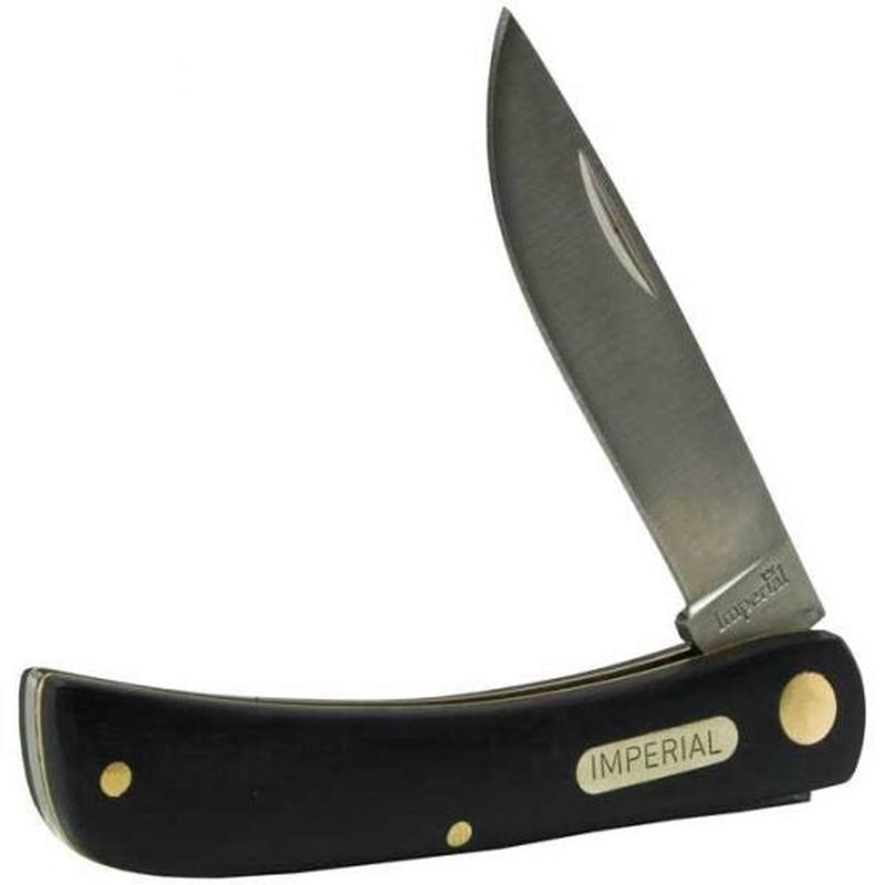 Schrade Knives Moderate Price Schrade Imperial IMP22 Sod Buster, Black POM Handle, Plain Edge Pocket Knife 2.7"