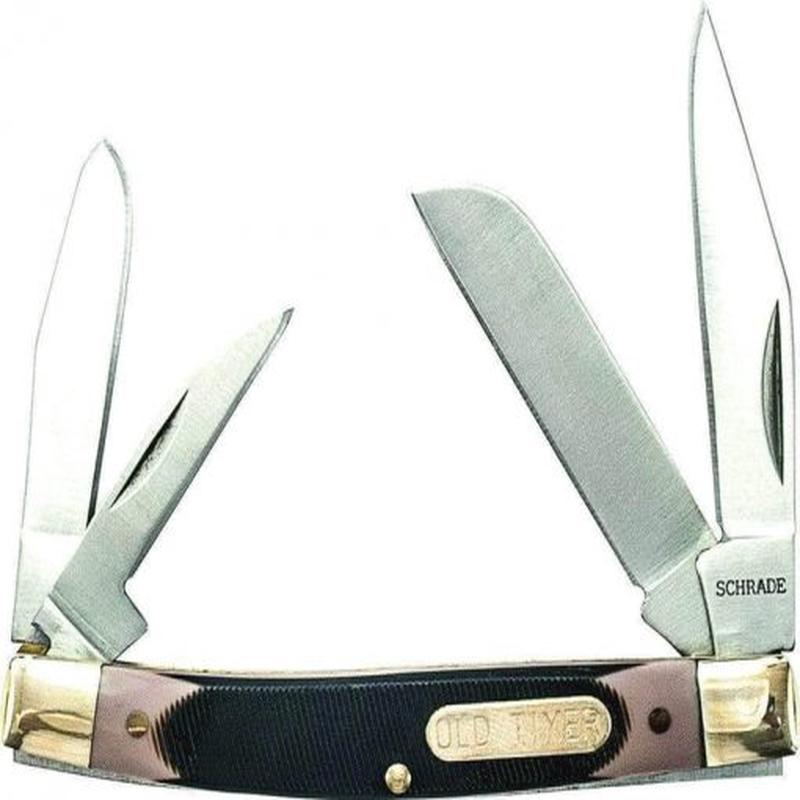 Schrade Knives Moderate Price Schrade Old Timer 44OT Workmate 4-Blade Pocket Knife with Brown Delrin Handle 3 1/4"