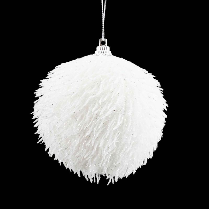 Boule de fourrure blanche Fuzzy, 75 mm