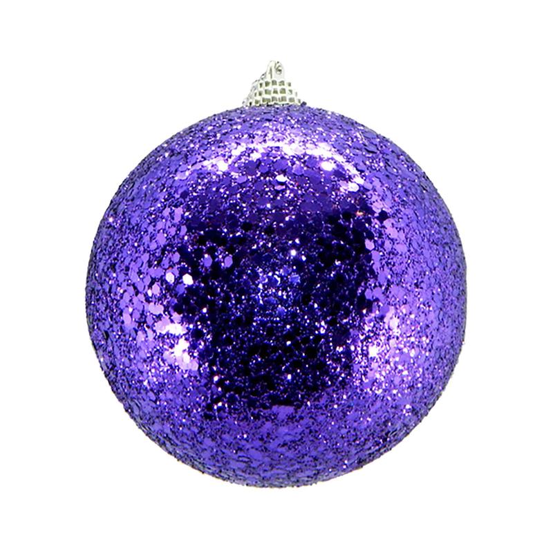 Boule de Nol violette et paillete, 4''