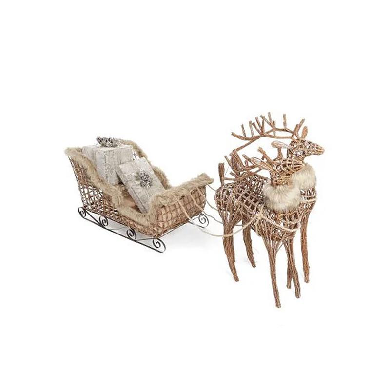 Rennes avec traneau en vignes avec fourrure, 27,5'' x 45''