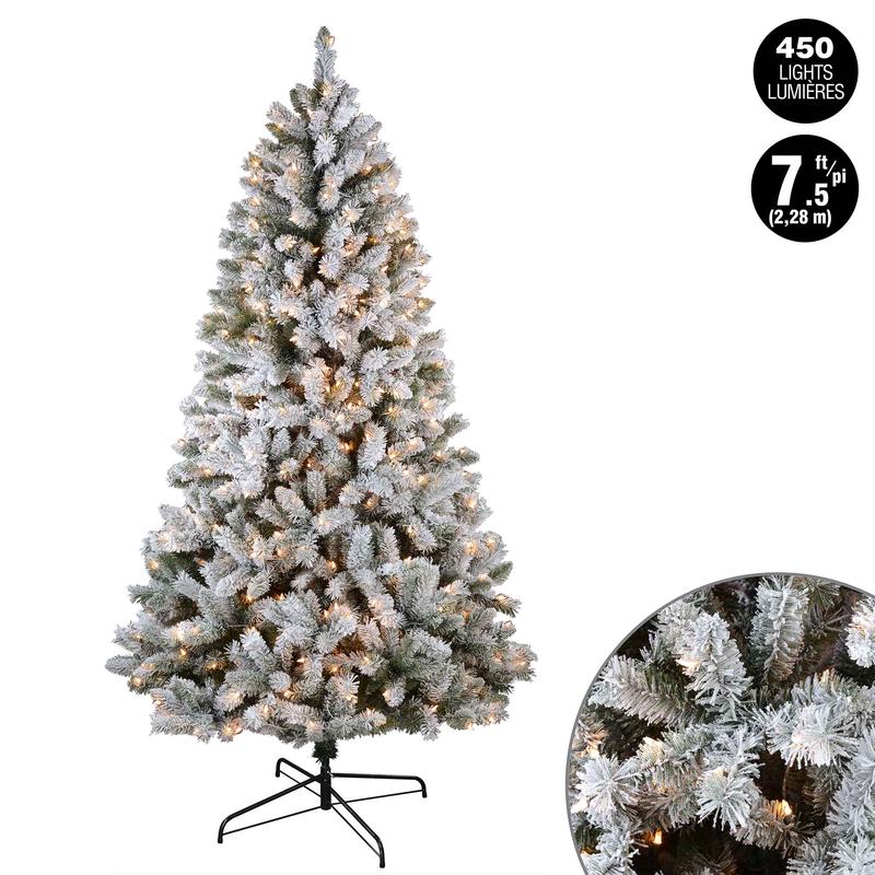 Sapin de Nol Whistler floqu  450 mini lumires incandescentes claires avec 1 002 pointes, 7,5' (2,28 m)