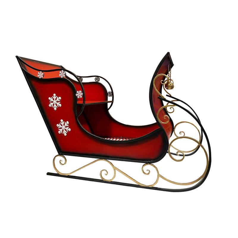 Traneau du Pre Nol en mtal rouge, 57''