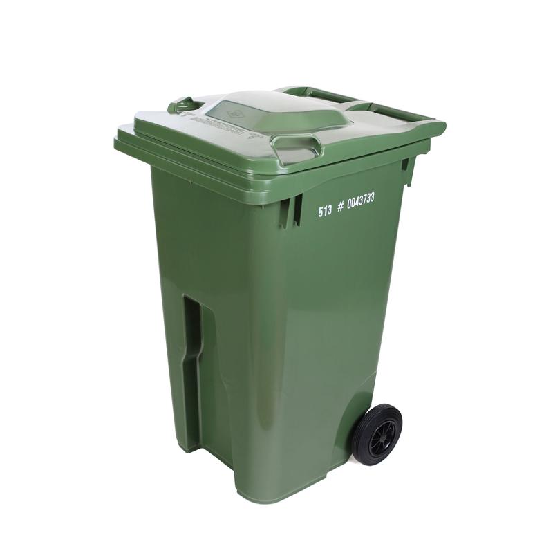 Bac  ordures roulant vert, 240 L