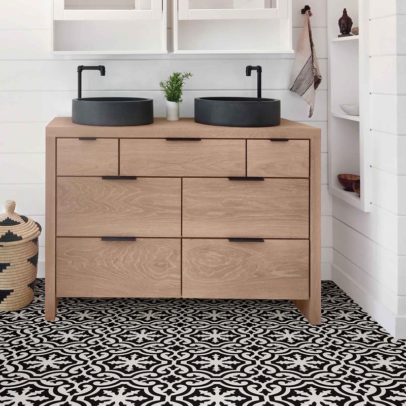 Carreaux de sol "peler et coller" au design Parma noir et blanc, 10 units (Parma)