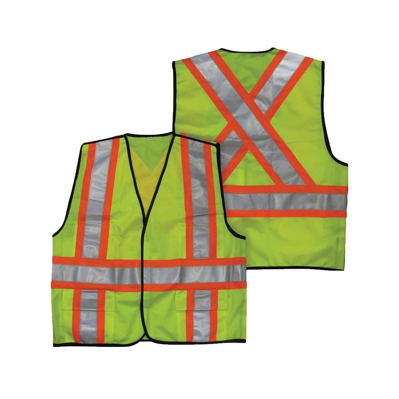 Veste de scurit verte  haute visibilit et dtachable en 5 points