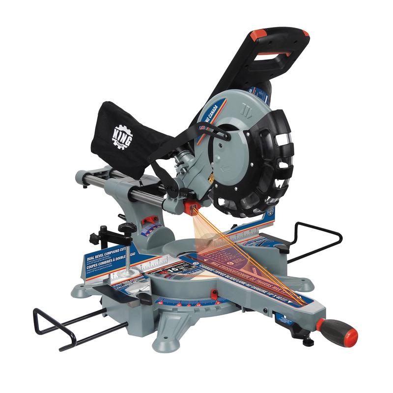 Scie  onglet radiale de 10"  doubles angles composs avec guide  deux lasers