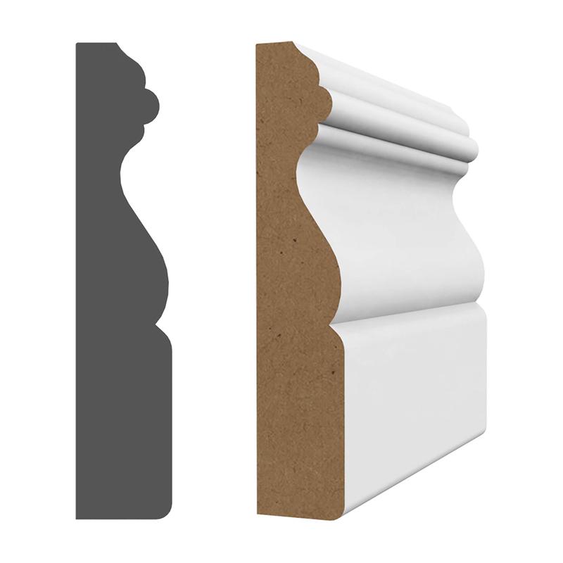 Cadrage en MDF, apprt blanc 3/4'' x3-1/2'' x8'