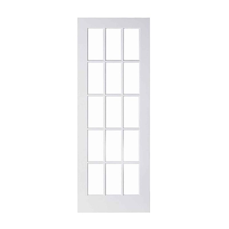 Porte Franaise de style Shaker  15 verres clairs avec apprt blanc, 30'' x 80''
