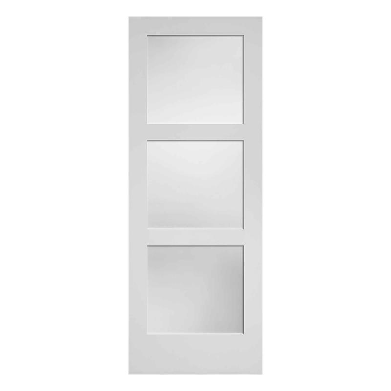 Porte Franaise de style Shaker  3 verres lamins avec apprt blanc, 24'' x 80''