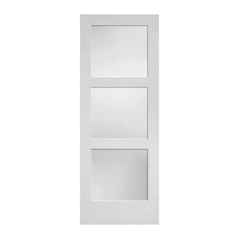 Porte Franaise de style Shaker  3 verres lamins avec apprt blanc, 32'' x 80''