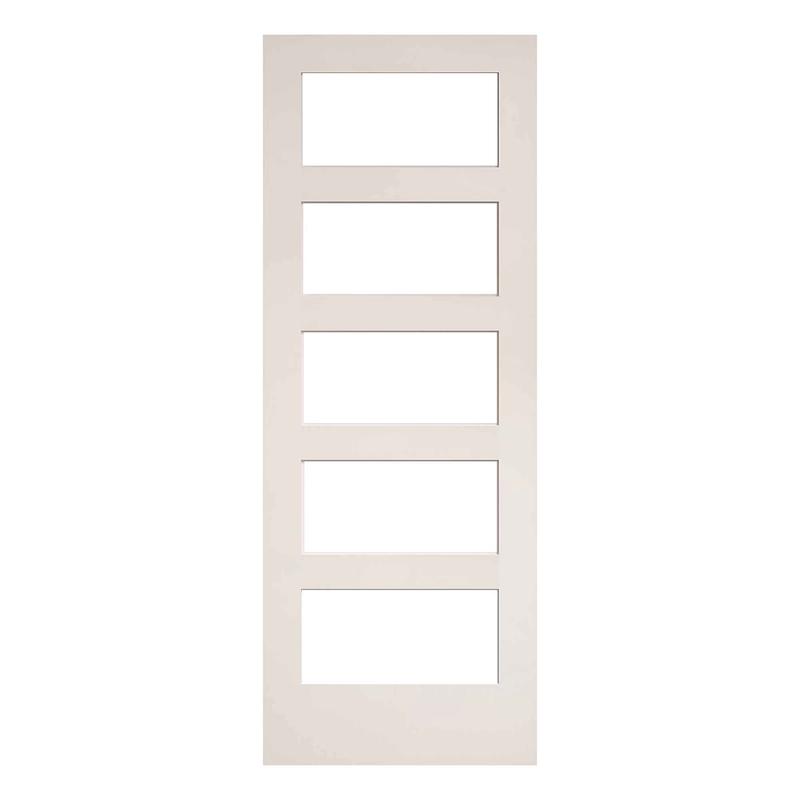 Porte Franaise de style Shaker  5 verres clairs avec apprt blanc, 32'' x 80''