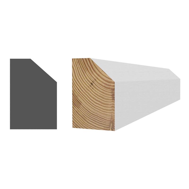 Quart-de-rond en pin joint avec apprt blanc 7/16''x11/16''x16'