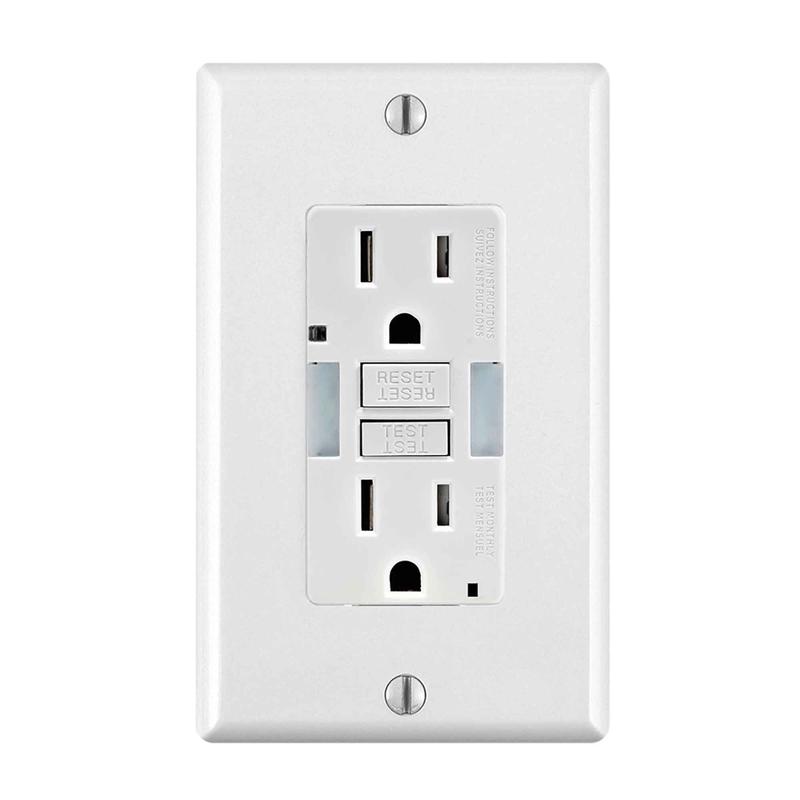 Prise  DDFT inviolable de 15 A / 125 V avec lampe guide  DEL, blanc