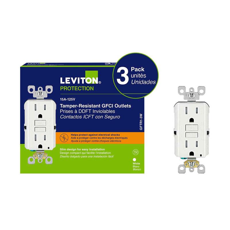 Prise  DDFT inviolable de 15 A / 125 V, blanc (3 units)