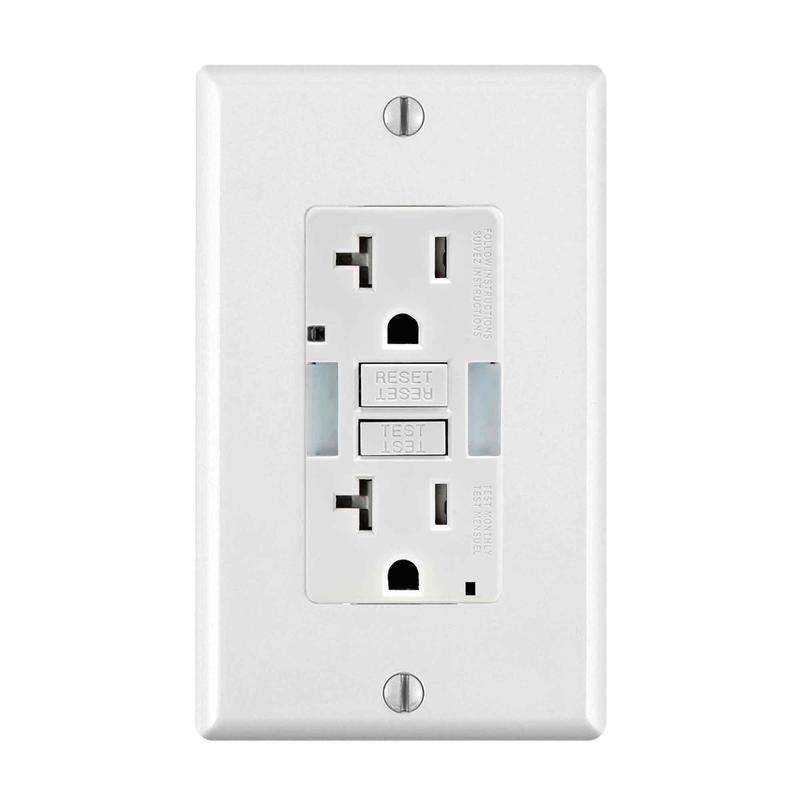 Prise  DDFT inviolable de 20 A / 125 V avec lampe guide  DEL, blanc