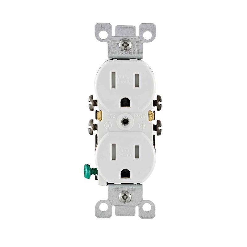 Prise double rsistante aux intempries de 15 A / 125 V, blanc