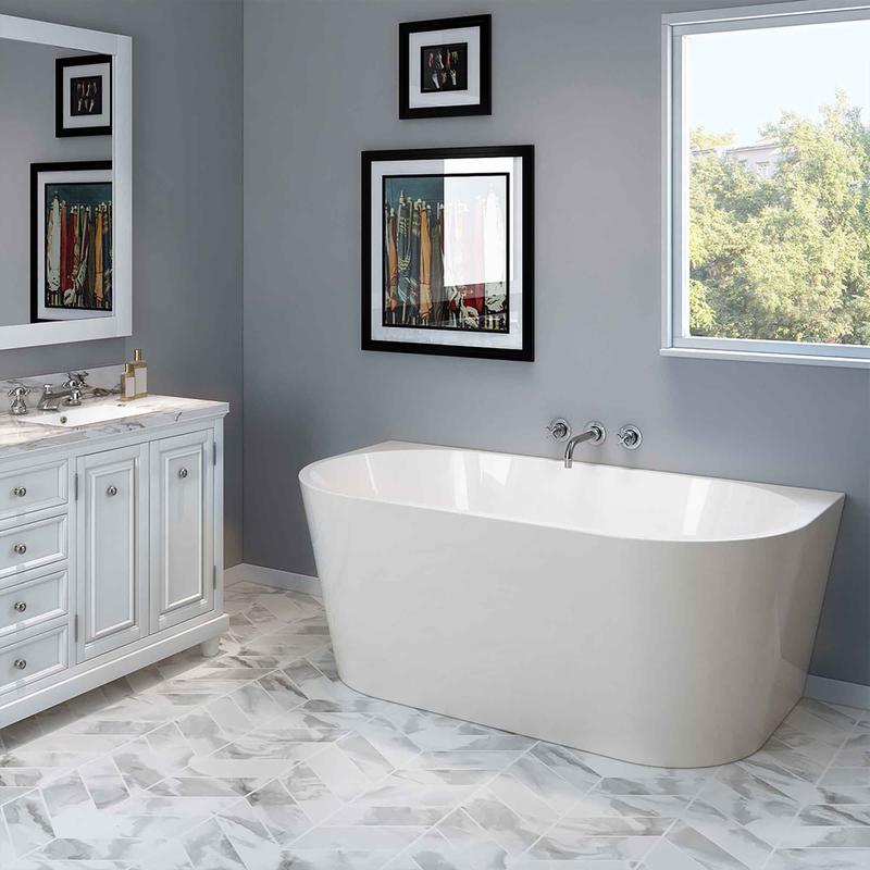 Baignoire Orion murale en acrylique, 59" x 29,5" x 23"