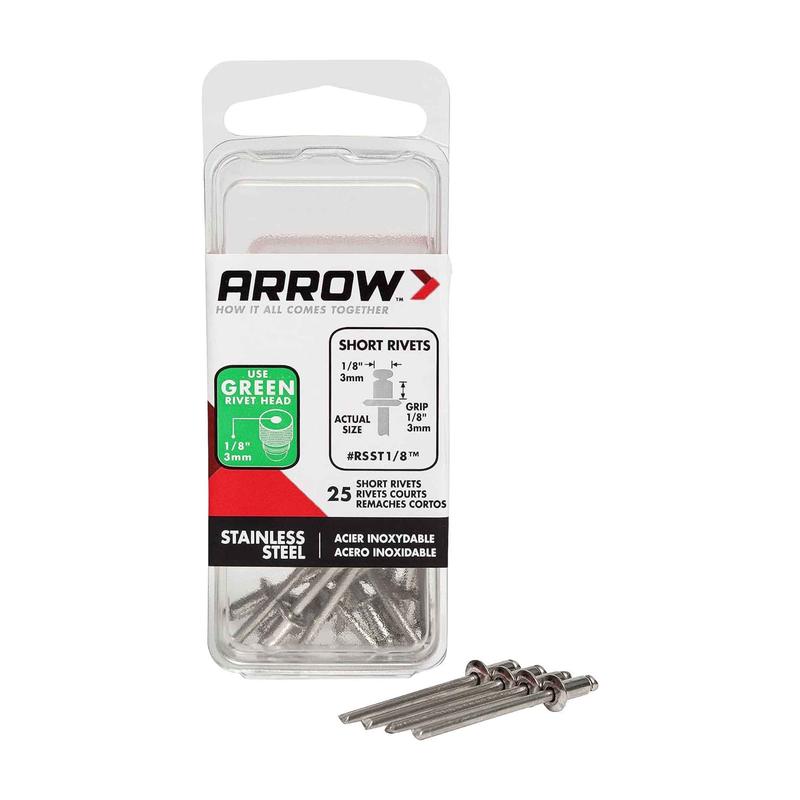 Rivet court de 1/8" en acier inoxydable, 25units