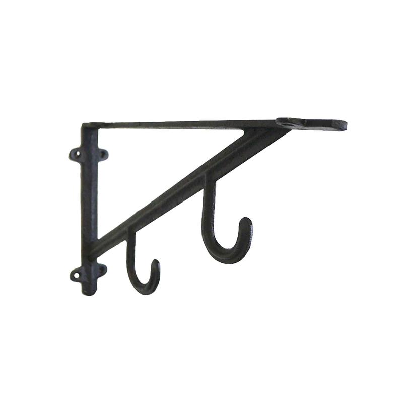 Support noir  tablette avec 2 crochets, 11,8"