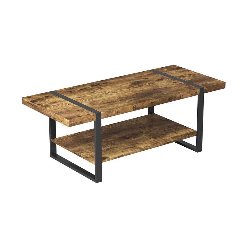 Table basse de salon d'aspect bois rcupr avec mtal noir, 46,5'' x 19,75'' x 16,75''